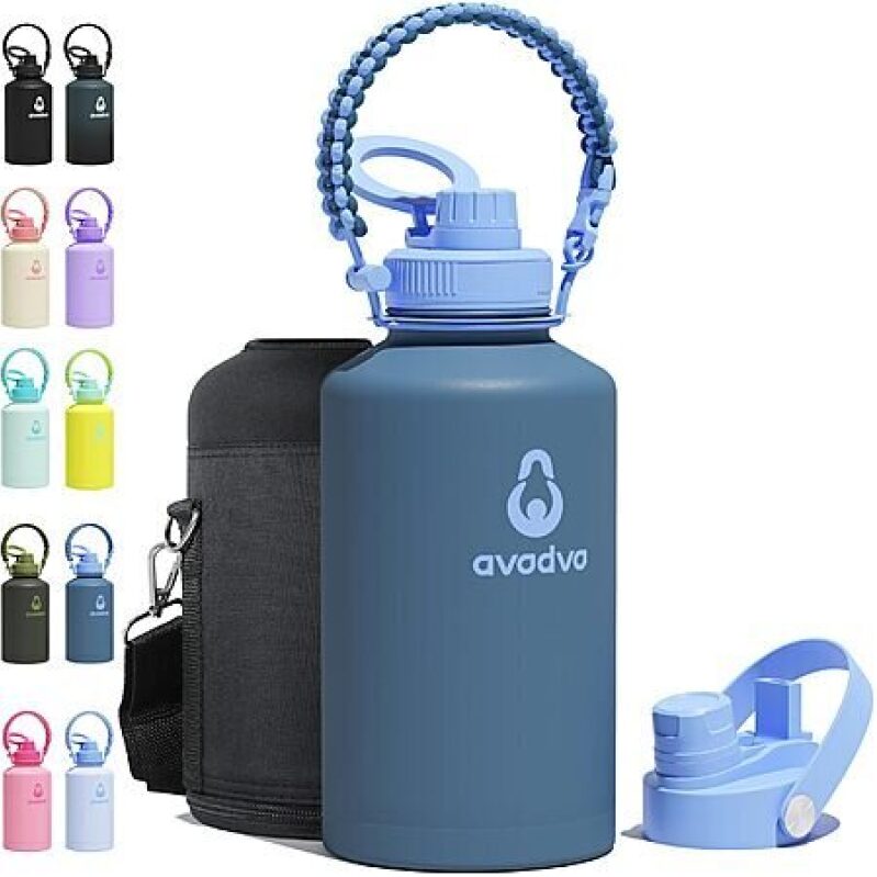64-Oz AVODVO Stainless Steel Insulated Water Bottle - Dual Lids & Free Shipping