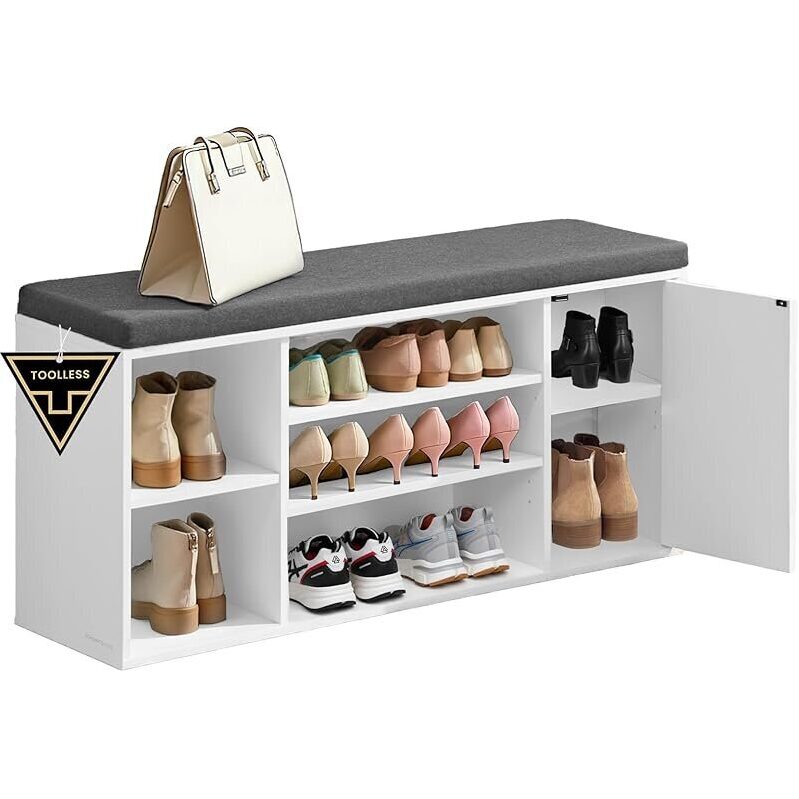 Songmics Home Storage Bench with Cushion - 41-Inch Shoe Organizer