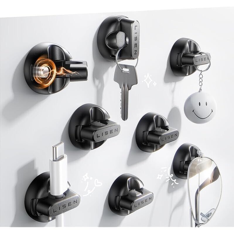 8-Pack Magnetic Cable Clips for Desk and Nightstand Organization