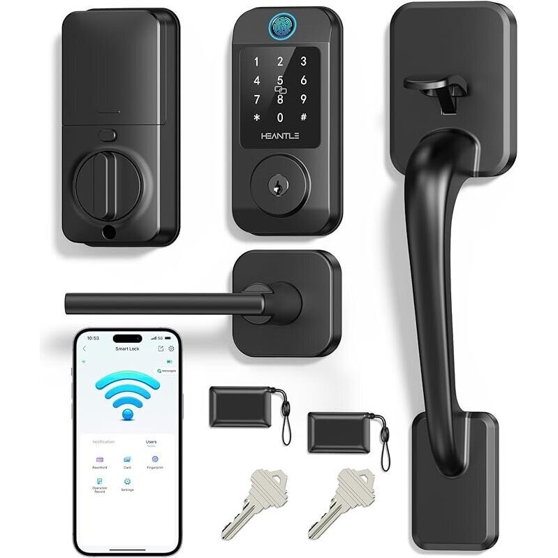 Heantle Smart Locks for Front Door w/ WiFi Keyless Entry Deadbolt