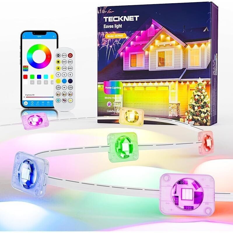 100ft Permanent Outdoor RGBIC LED Christmas Lights with Smart Control