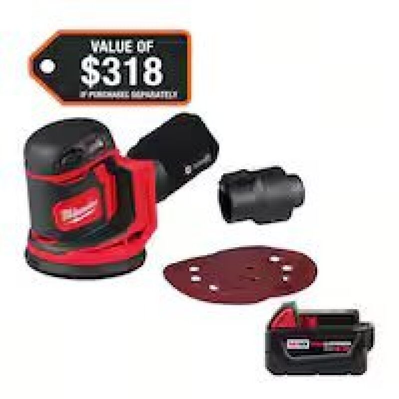 Milwaukee M18 18V 5 in. Random Orbit Sander w/5.0 Ah Battery - Unmatched Sanding Power