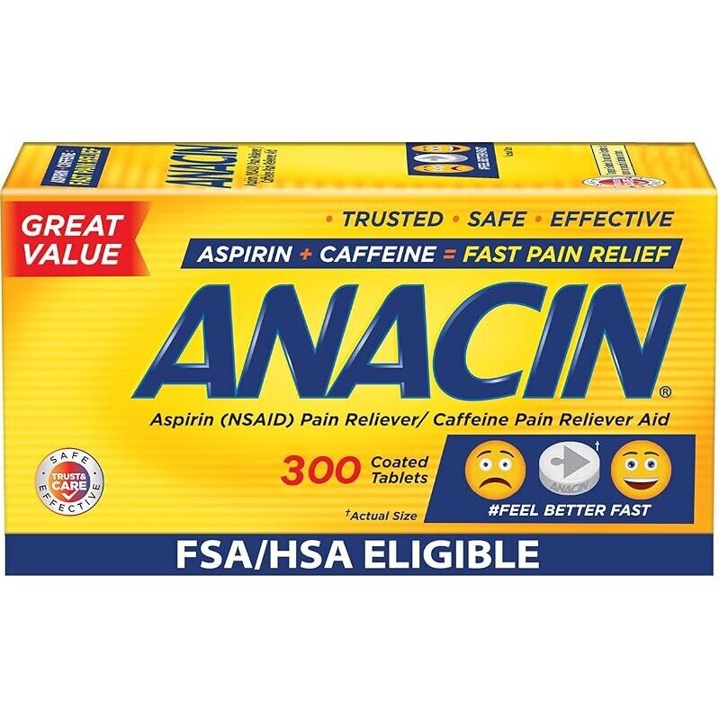 Anacin Aspirin & Caffeine Tablets - Fast Pain Relief