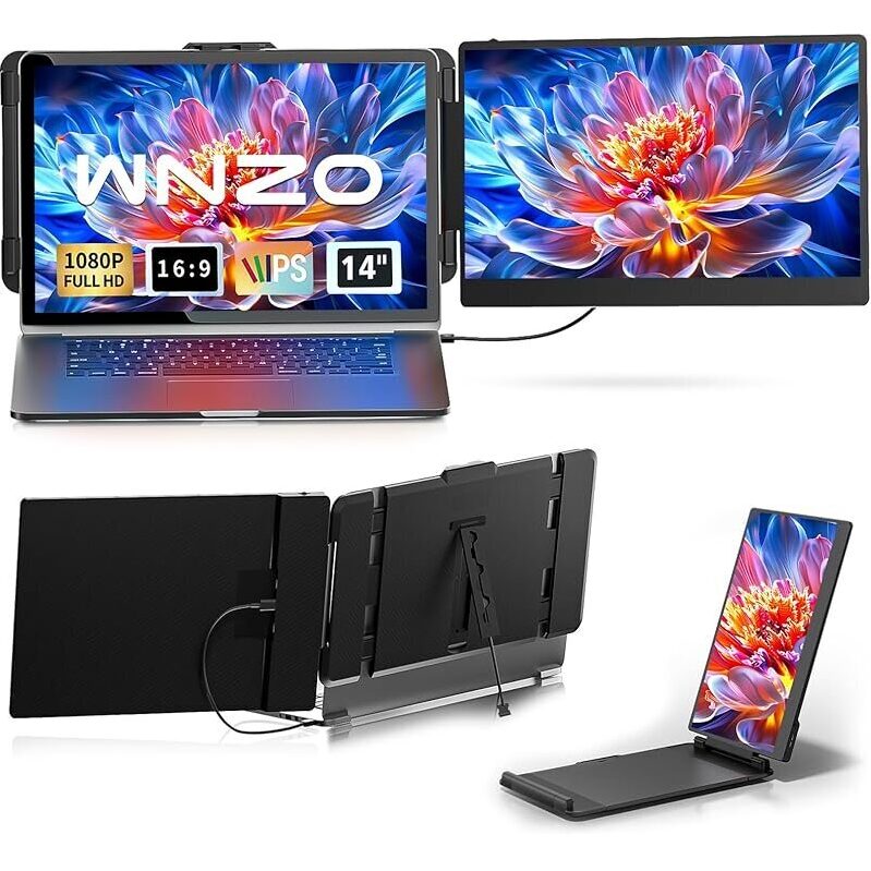 Boost Productivity with WNZO 14-inch FHD Portable Laptop Screen Extender