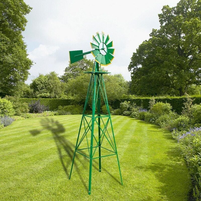 Windmill 8FT Yard Garden Metal Ornamental Wind Mill Decoration