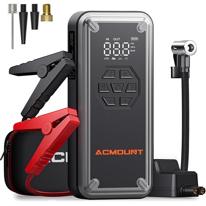 Acmount W160 Jump Starter with Air Compressor - Reliable 5000A Power