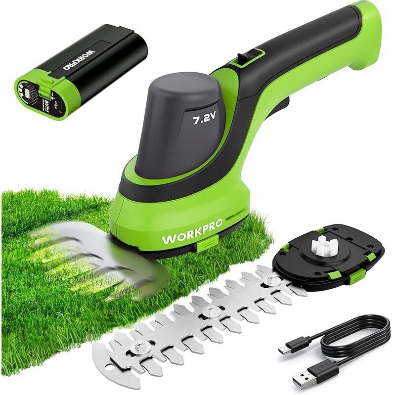 WORKPRO 7.2V 2-in-1 Handheld Grass Trimmer with 2Ah Battery