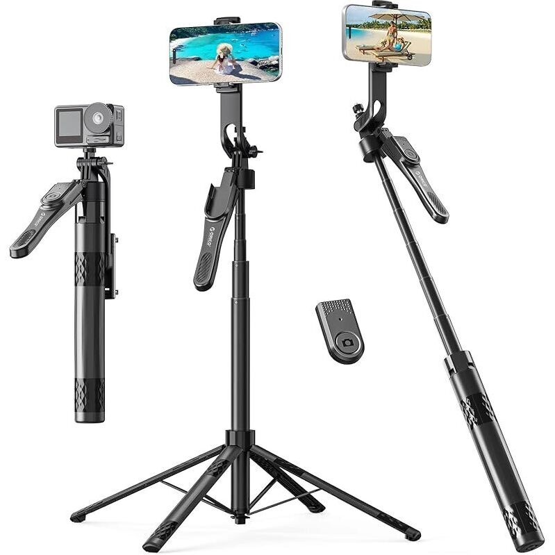 73-Inch Aluminum Selfie Stick & Tripod with Remote for Smartphones