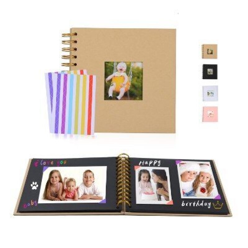 Premium Black Paper Photo Album with Stickers and Stickers