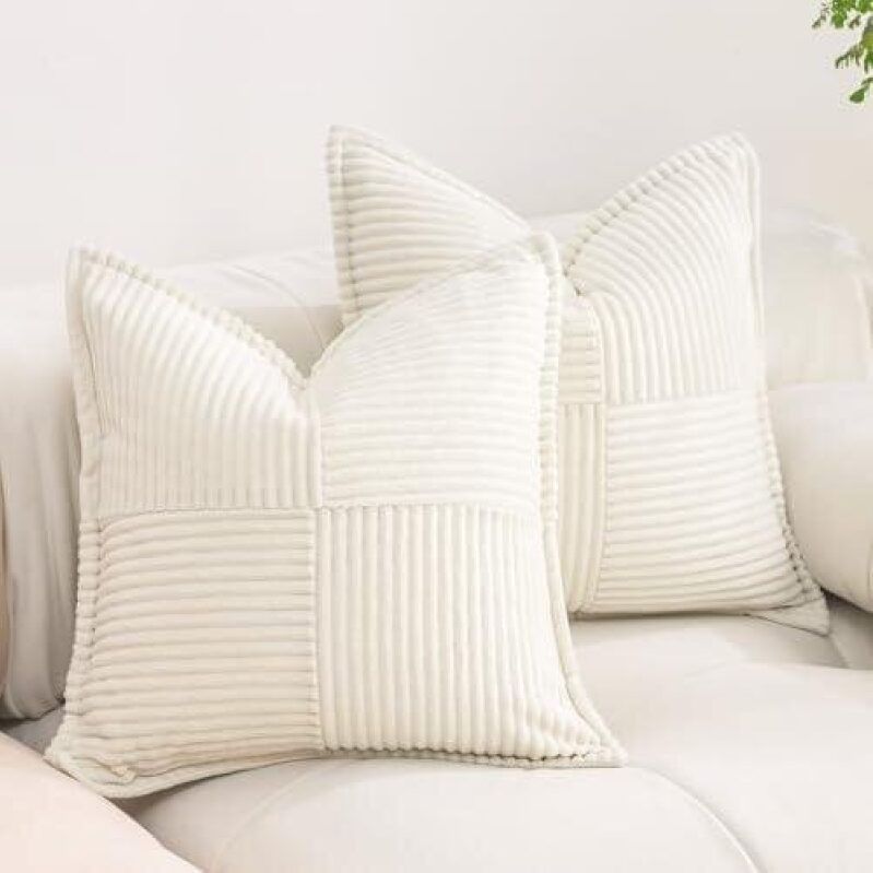 Elevate Your Living Space with Puncuntex Corduroy Cream White Pillow Covers
