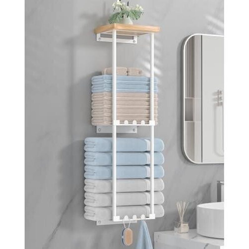 HapiRm Wall Mounted Towel Holder with Shelf – 50% Discount