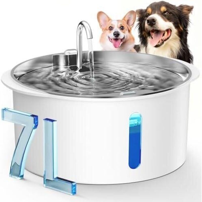 Stainless Steel Dog Water Fountain - 7L Capacity with Filter