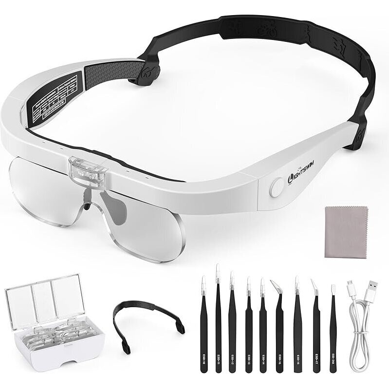 Lightswim LED Rechargeable Hands-Free Headband Magnifying Glass - Perfect for Precision Work