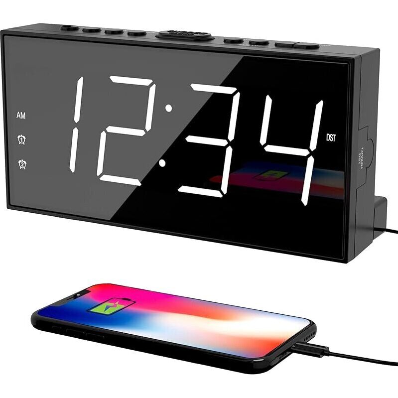 PPLEE Dual Alarm Clock - Independent Alarms, Bright LED Display