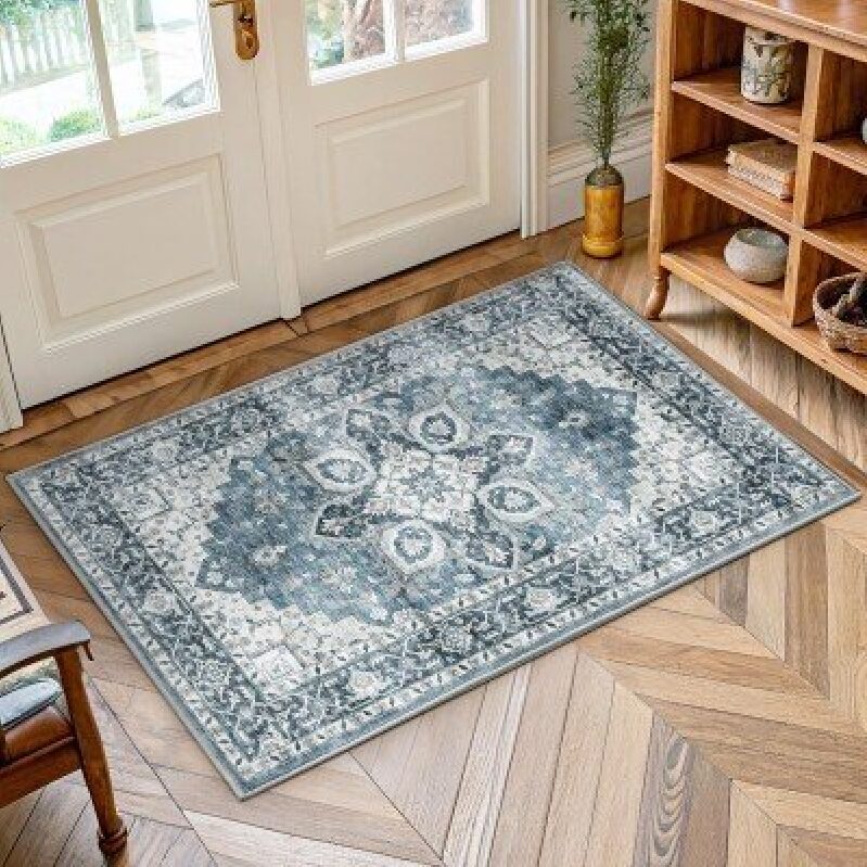 Elegant Blue Washable Area Rug for Any Room