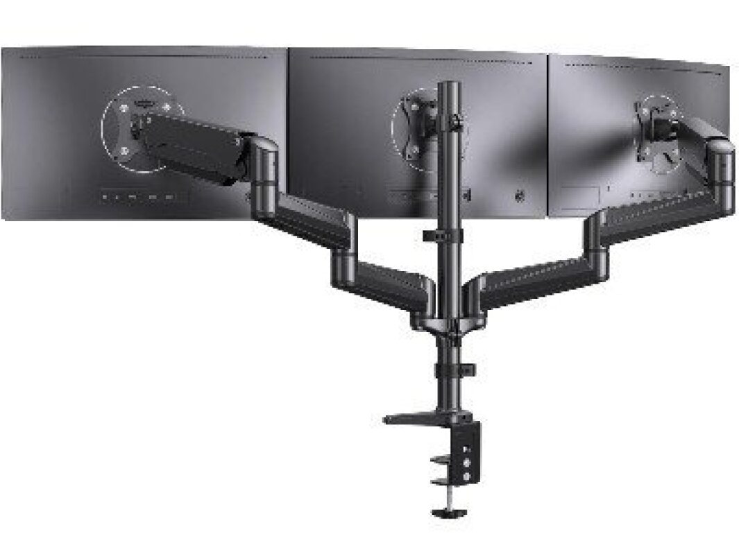 Triple Monitor Mount with Adjustable Arms for Ultimate Workspace Setup