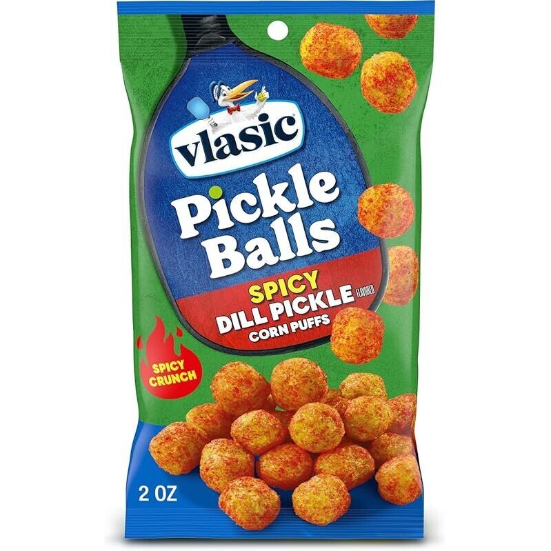 Vlasic Pickle Balls Spicy Dill Pickle Flavored Corn Puffs - 12 Pack