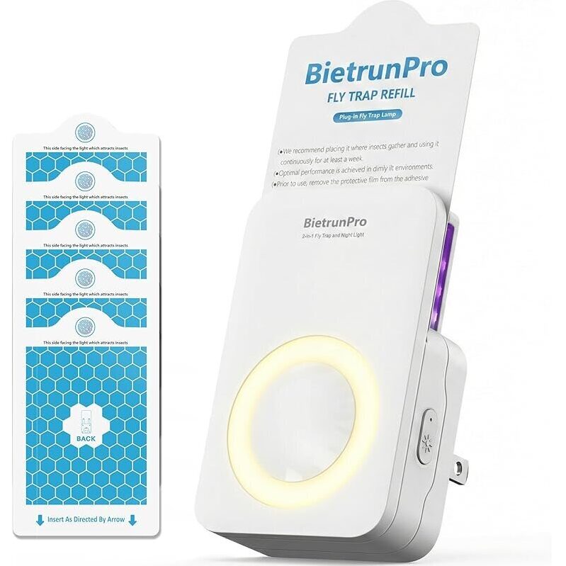 BietruPro Flying Insect Traps +5 Refill Cartridges: Advanced Triple-Spectrum Attraction