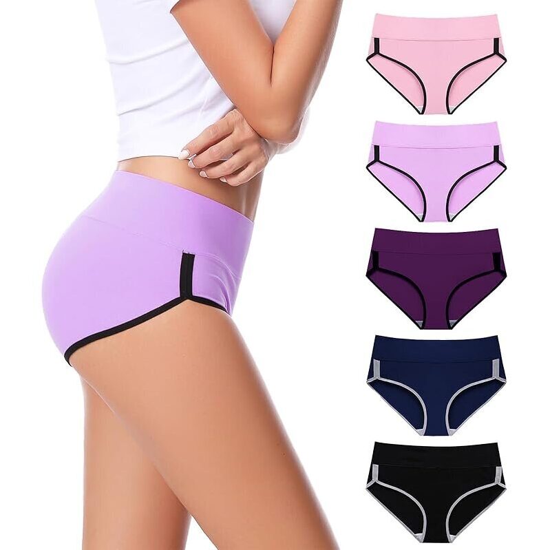 5-Pack CAILECOTTON Womens Cotton High Waisted Underwear