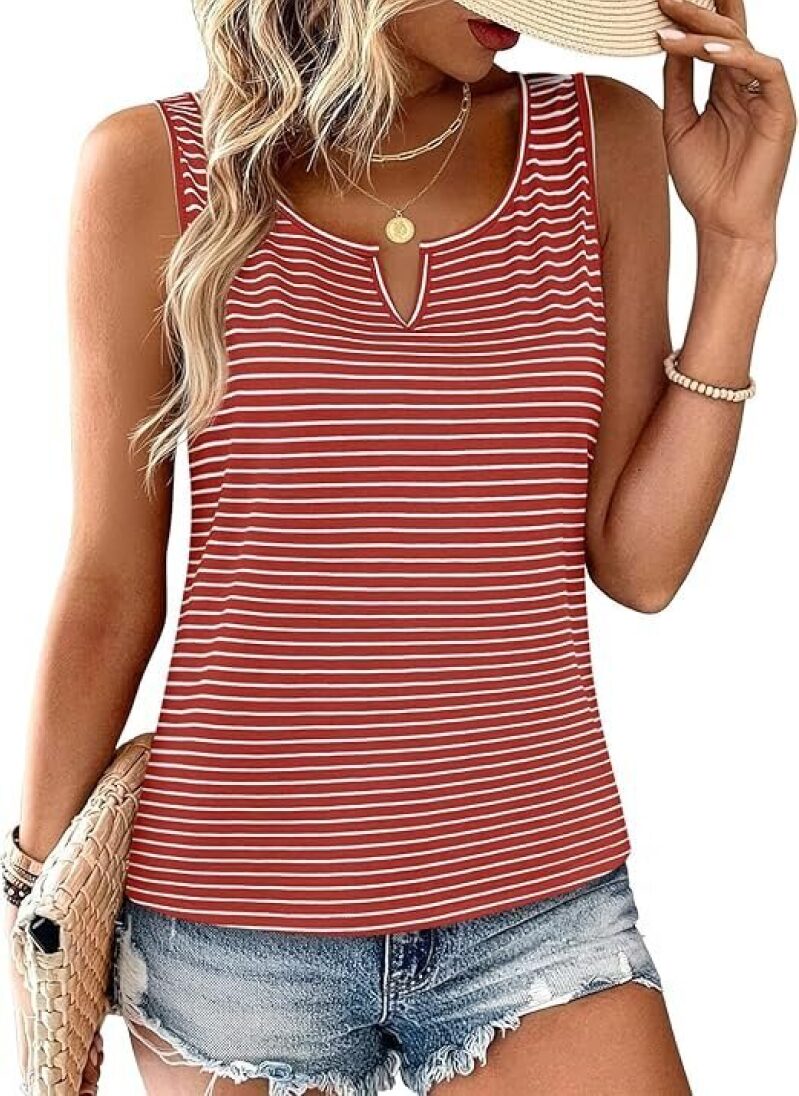 JUSTFASHIONNOW Women's Sleeveless V Neck Tank Top - Summer Must-Have