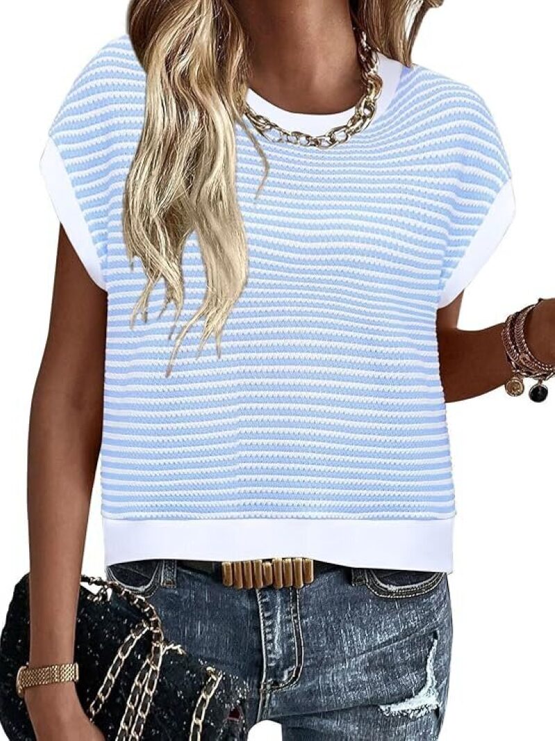 MixShe Women's Knit Short Sleeve Crewneck Pullover Shirt - Unbeatable Value