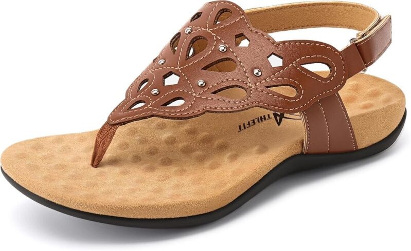 Athletfit Women's Orthopedic Summer Adjustable Orthotic Thong Sandals - Stylish & Comfortable