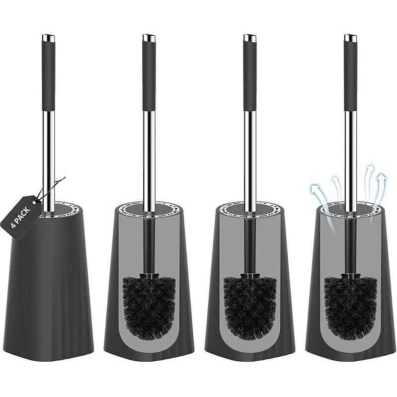 4-Pack SetSail Compact Toilet Bowl Brush and Holder - Perfect for Bathroom Storage