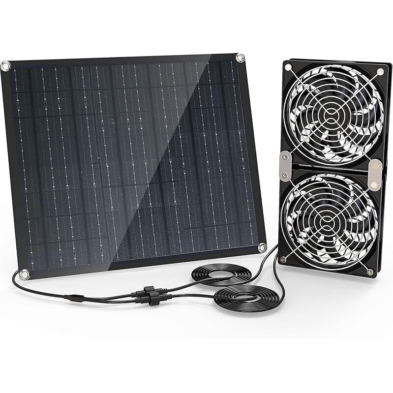 30W Dual Solar Fan with Panel - Efficient Cooling Solution