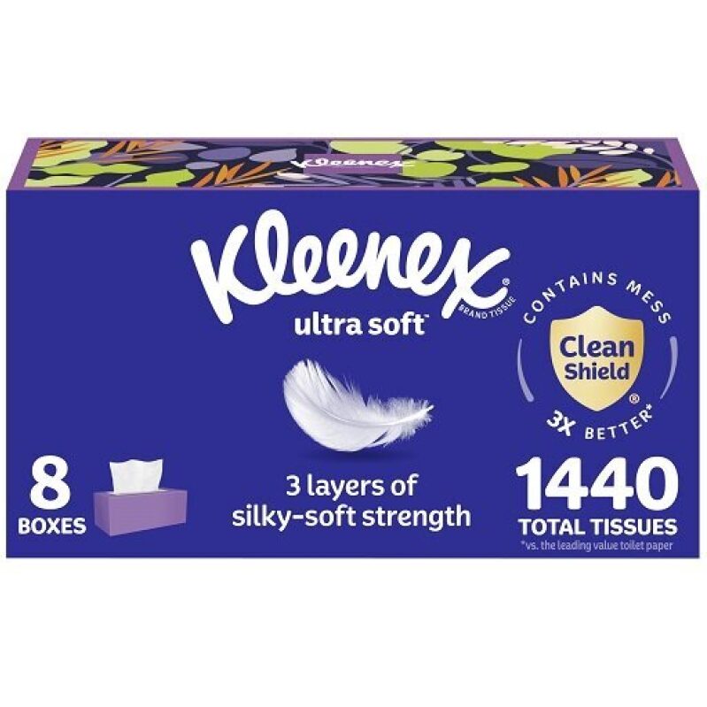 Kleenex Ultra Soft Tissues - 8 Packs, 1200 Sheets Each, High Value Deal