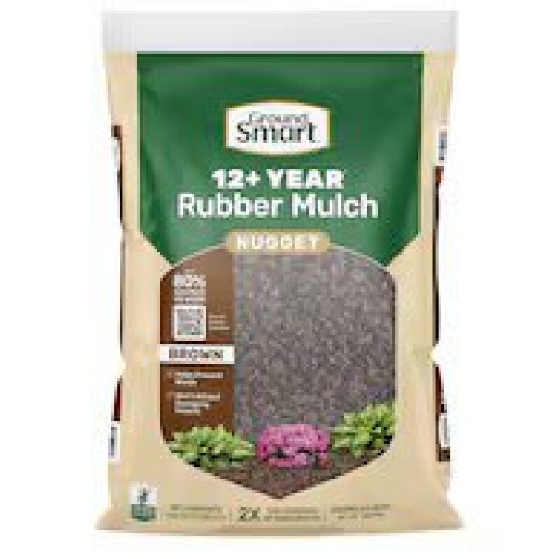 GroundSmart 12+ Year Nugget 0.8-cu ft Brown Rubber Mulch - Long-lasting Landscape Solution