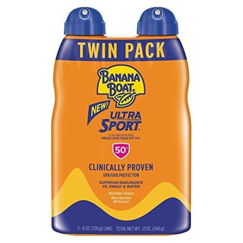 Banana Boat Ultra Sport Sunscreen Spray Twin Pack, 6oz Each, SPF 50+