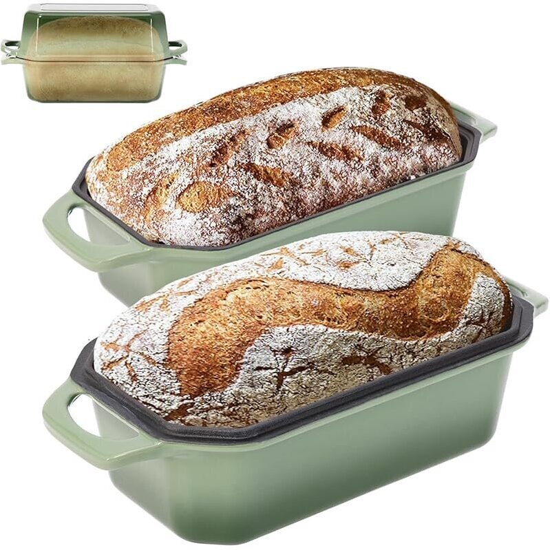 Durable Cast Iron Bread Pan with Lid - 9x5 Inch
