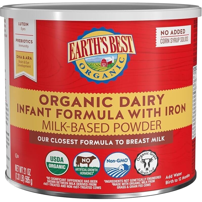 Earth's Best Organic Baby Formula 21oz for Babies 0-12 Months