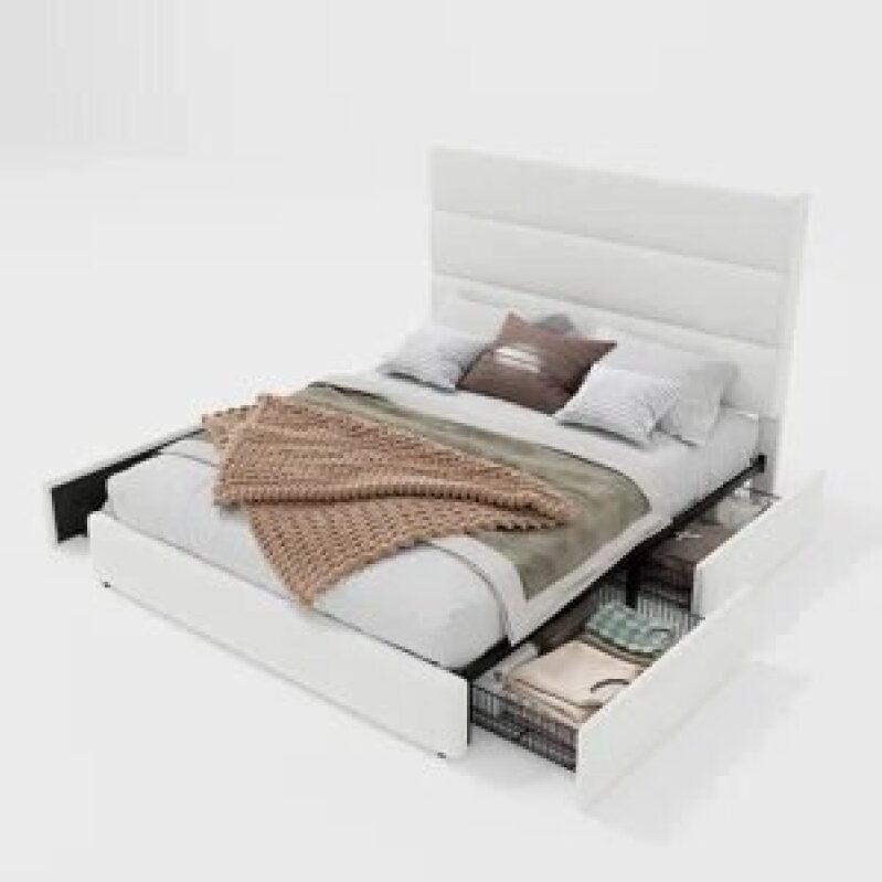 Elegant Mercer41 Platform Storage Bed with Velvet Headboard