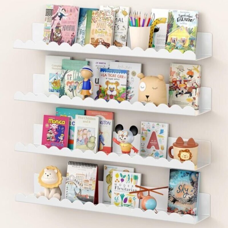 Gattlukd Floating Shelves for Wall - 23 Inch Metal Nursery Book Shelves 4 Pack