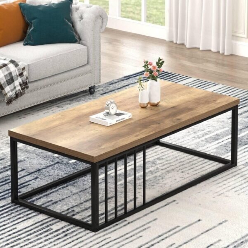 Modern Coffee Table - 50% Discount on Minimalist Wood and Metal Center Table
