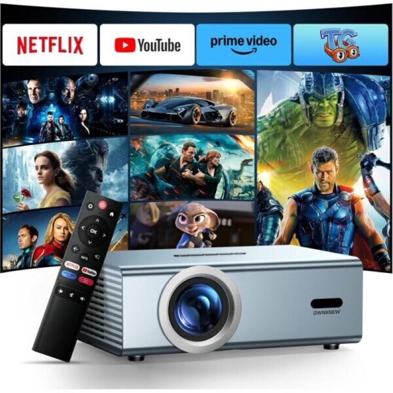 Netflix Movie Projector with WiFi6 and Bluetooth5.3, 4K Support High Brightness Outdoor Projectors