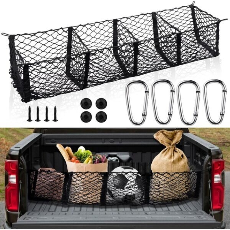 Adjustable Elastic Mesh Cargo Net for Pickup Truck Bed - 59x11.8 inch