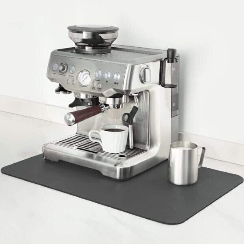 Mimore Coffee Mat – 18x24 Inch Grey Countertop Mat – Absorbent, Hides Stains, Rubber Backed