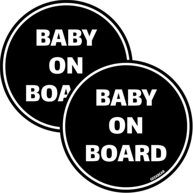 GEEKBEAR Baby Car Stickers - Bright, Reflective, Weatherproof - 4.7 x 4.7 Inches (Black, 2-Pack) - 30% Off