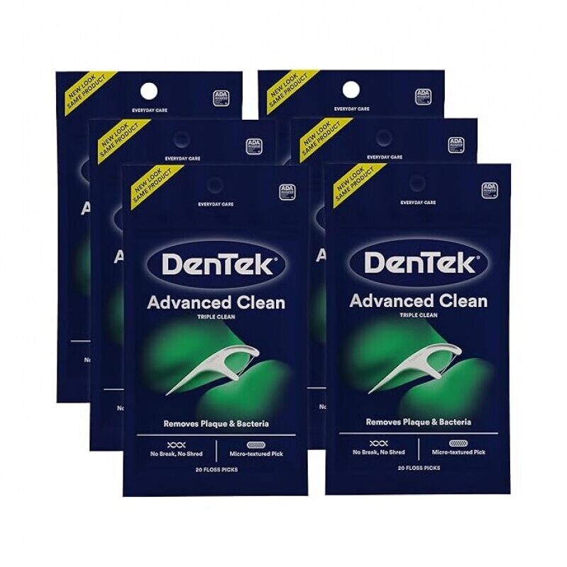 DenTek Advanced Clean Floss Picks - 120 Count, 6 Packs