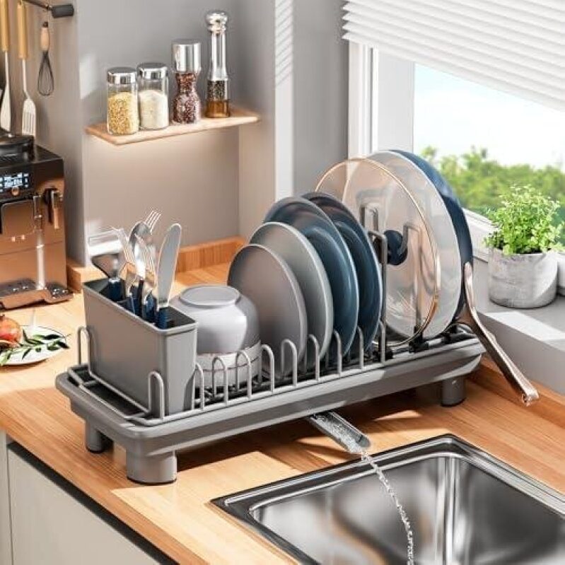 Sleek Stainless Steel Dish Rack with Drainage - 42% Off