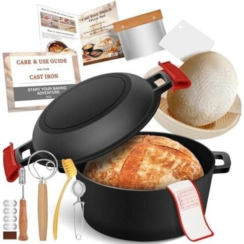 Cast Iron Dutch Oven with Accessories - Perfect for Bread Baking, 40% OFF