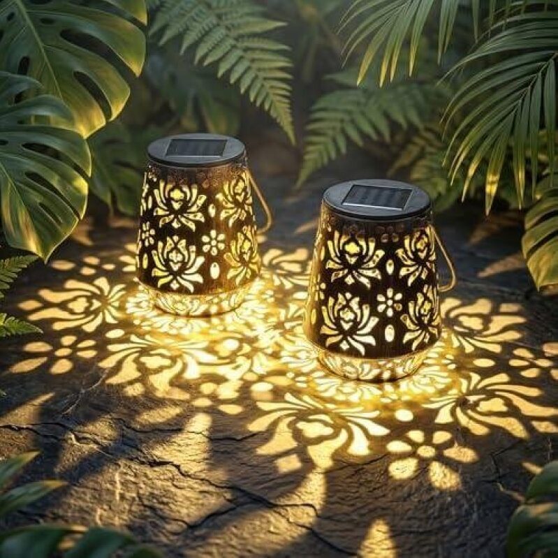 50% OFF Dual Solar Lanterns with Floral Design - Perfect for Garden Decorations