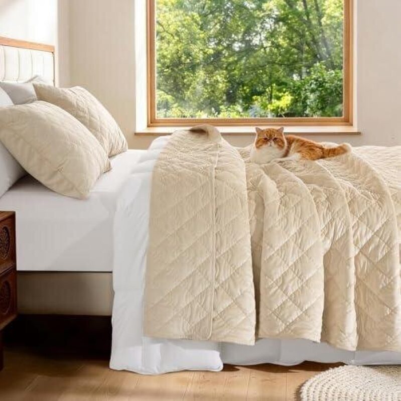 Luxury Velvet Quilt Set Queen Size 3 Piece 50%OFF