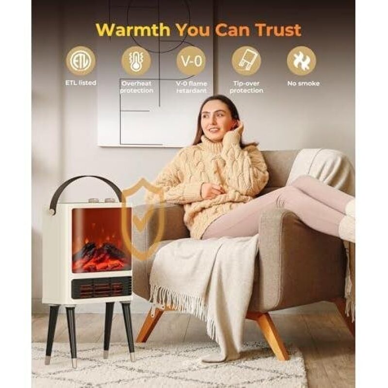 Affordable 1500W Electric Heater with 3D Flame and 3 Modes - 50% Off
