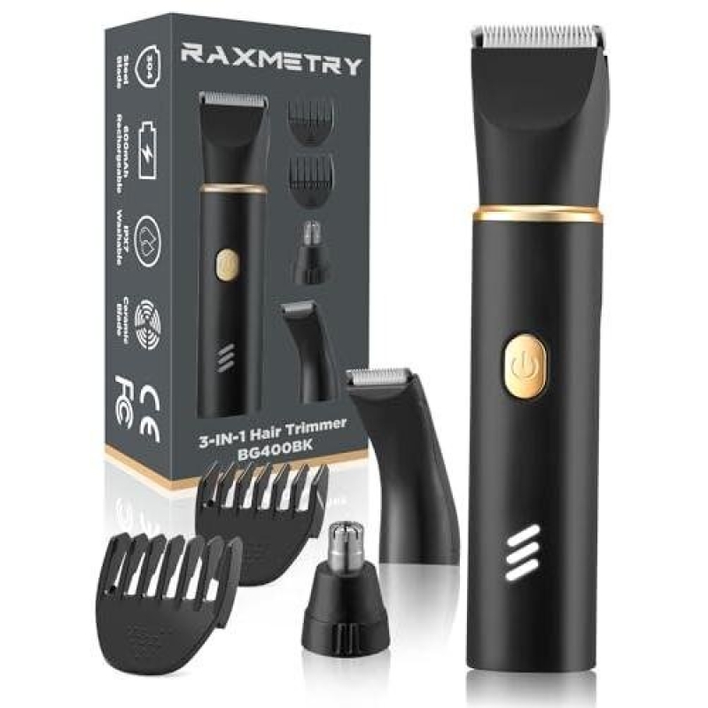 RAXMETRY 3-IN-1 Hair Trimmer BG400BK: Trim, Shape, and Style with Ease