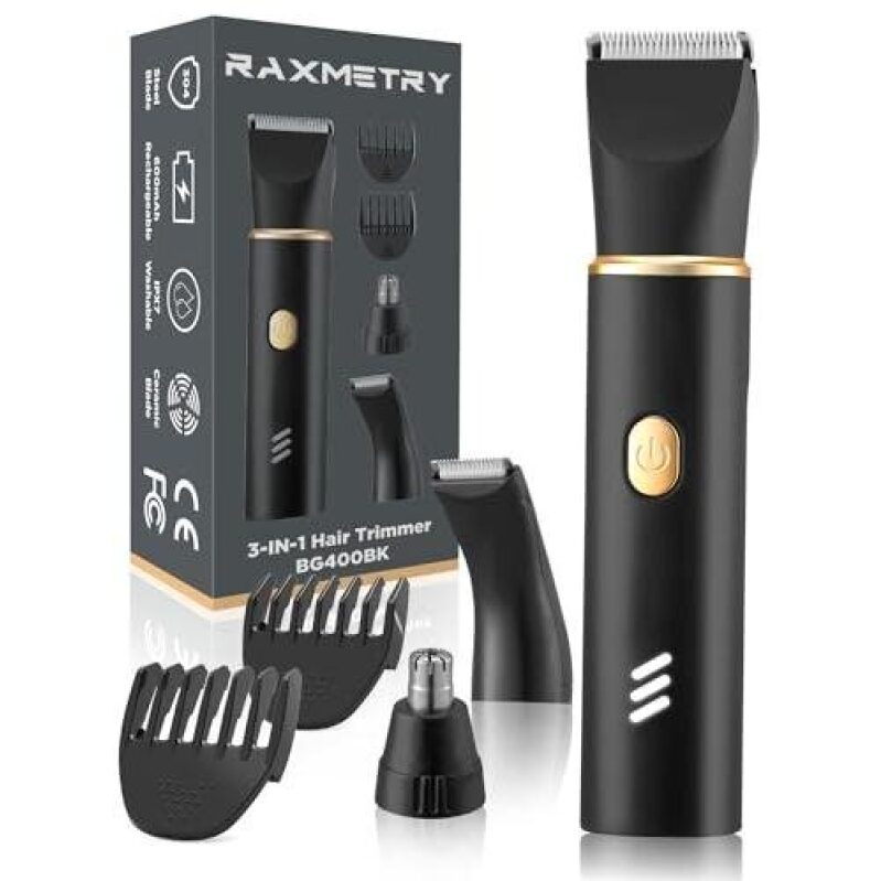 RAXMETRY 3-IN-1 Hair Trimmer BG400BK: Trim, Shape, and Style with Ease