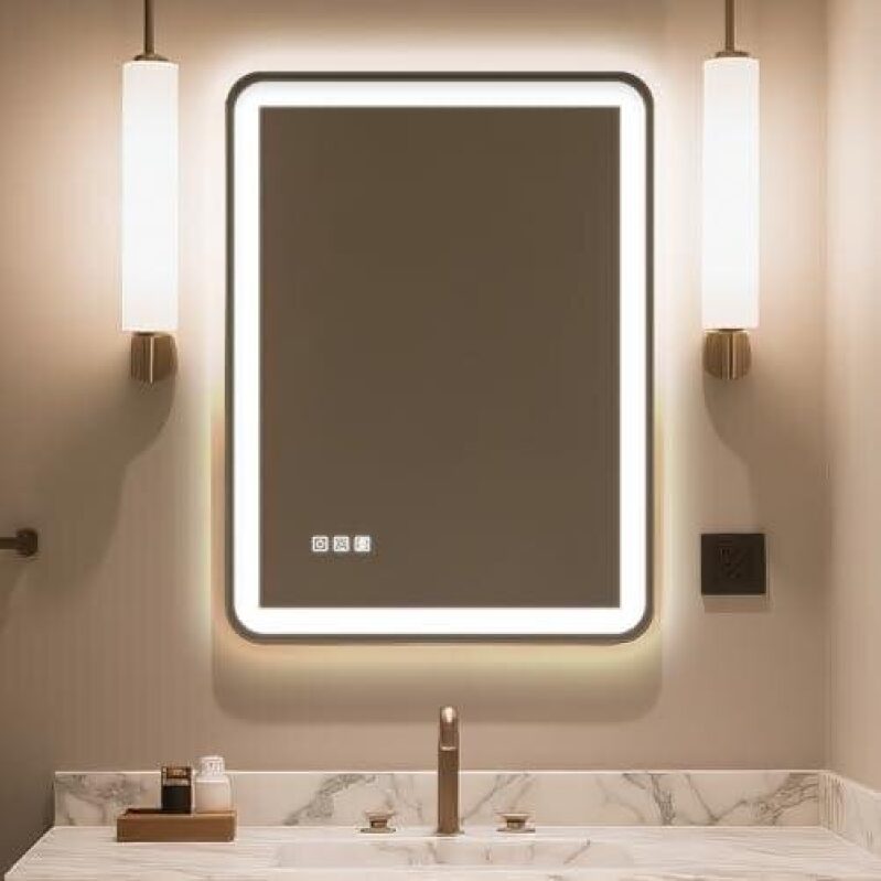 24''X32'' LED Bathroom Mirror with Dual Light and Anti-Fog - 50% OFF