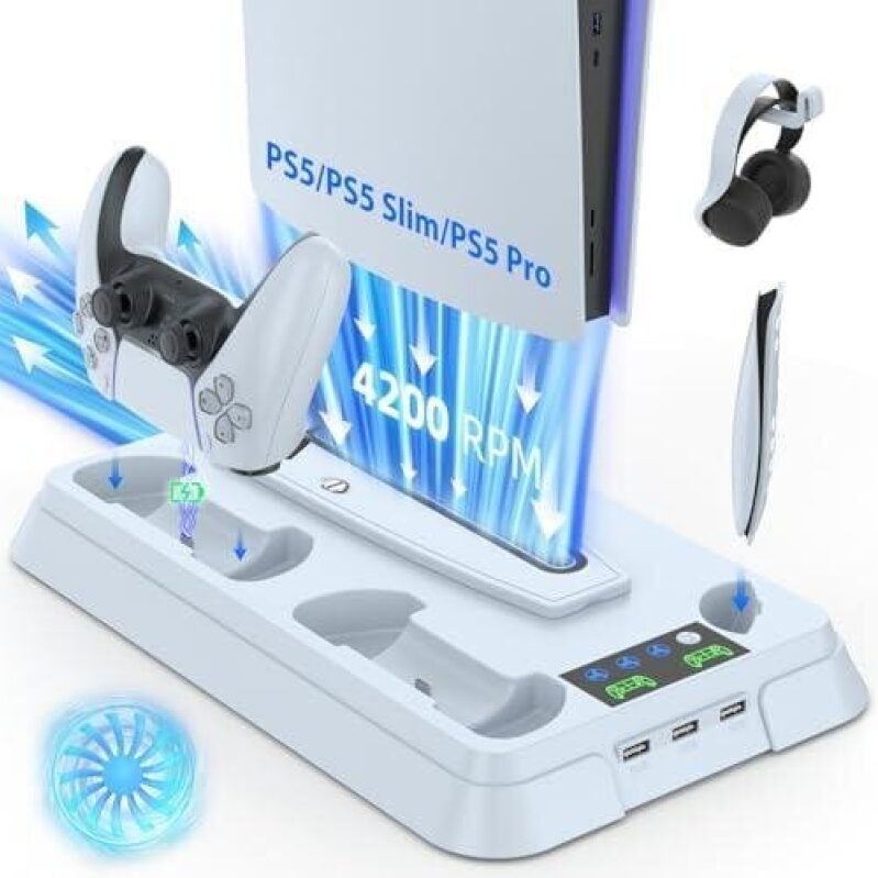 50% OFF Dual Cooling Fan Stand for PS5/PS5 Slim/PS5 Pro